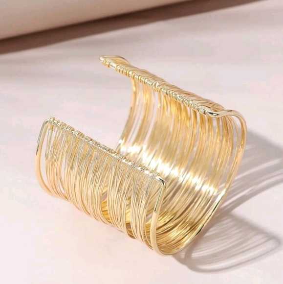 💖 2/$30 Women's Gold plated ethnic boho multi strands wide cuff wrist Bracelet - Picture 5 of 16